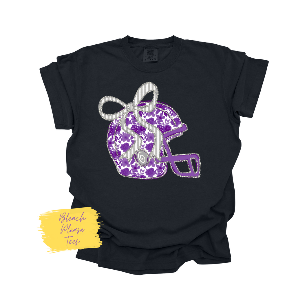 Purple Grey Black Floral Helment Tee