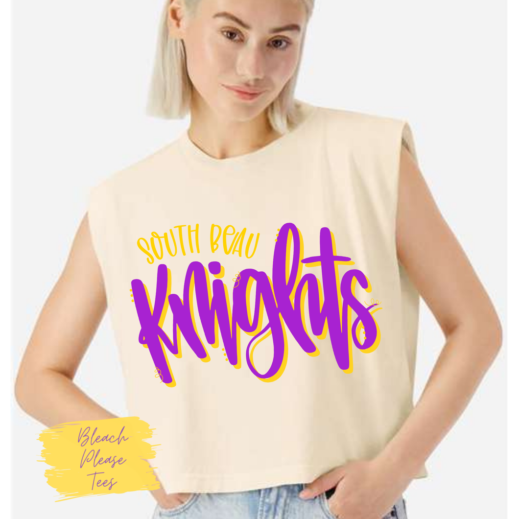 South Beau Knights Cursive Tee Cream