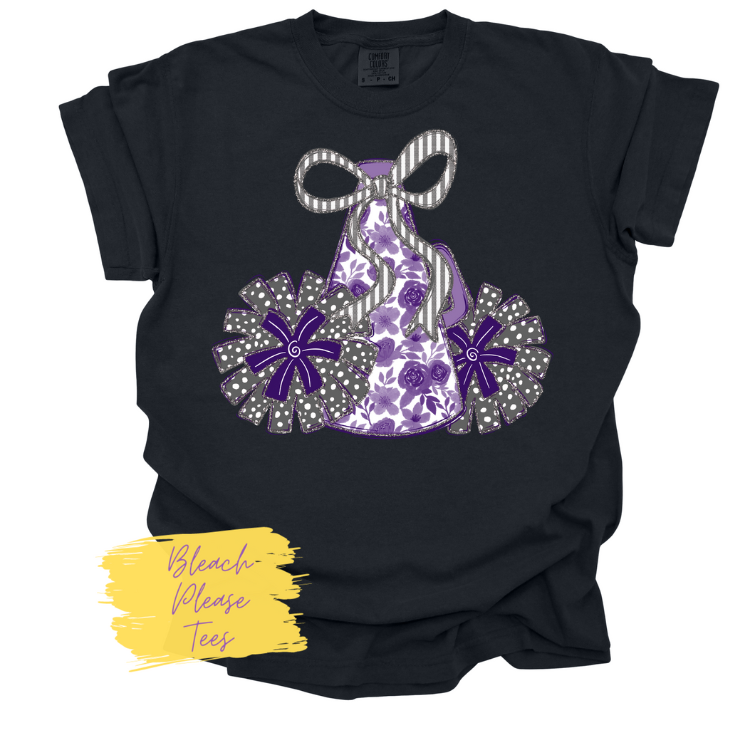 Purple Grey Floral Cheer Tee
