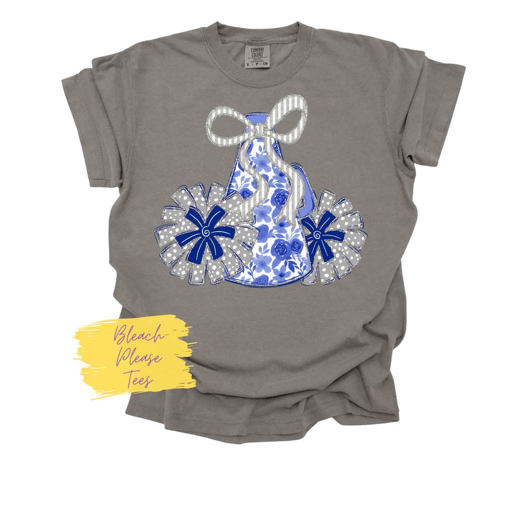 Royal Grey Floral Cheer Tee