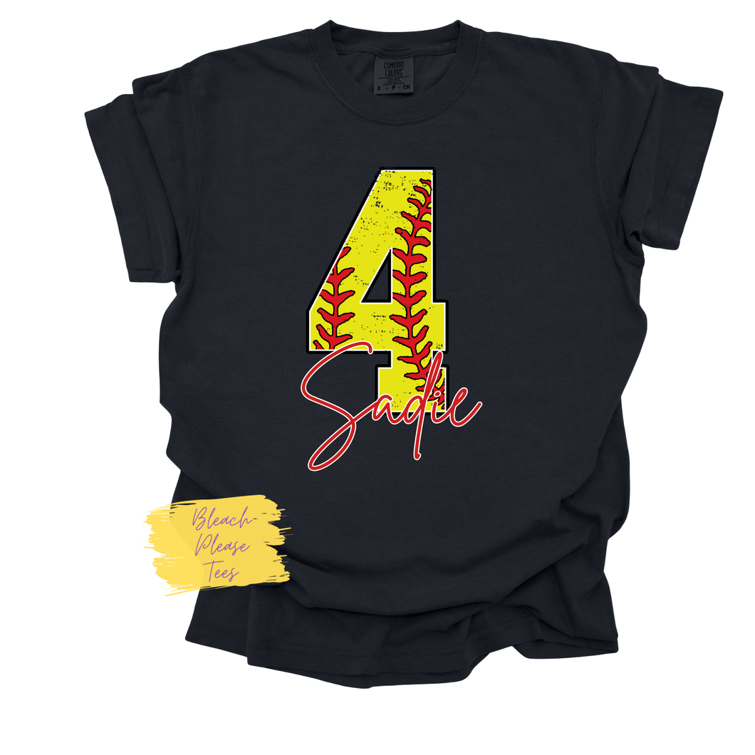 Sticks Softball Number Tee