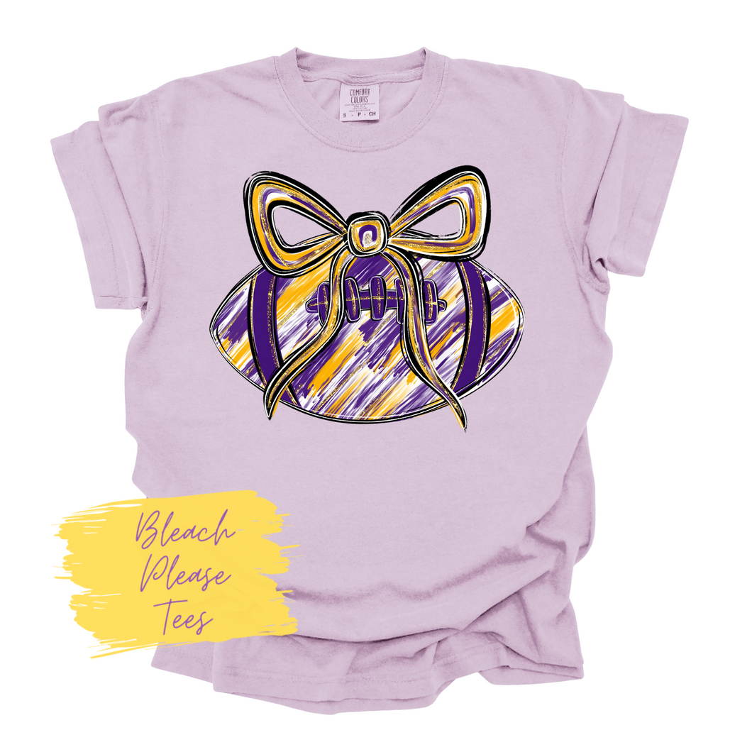 Purple/Gold Football Bow Tee