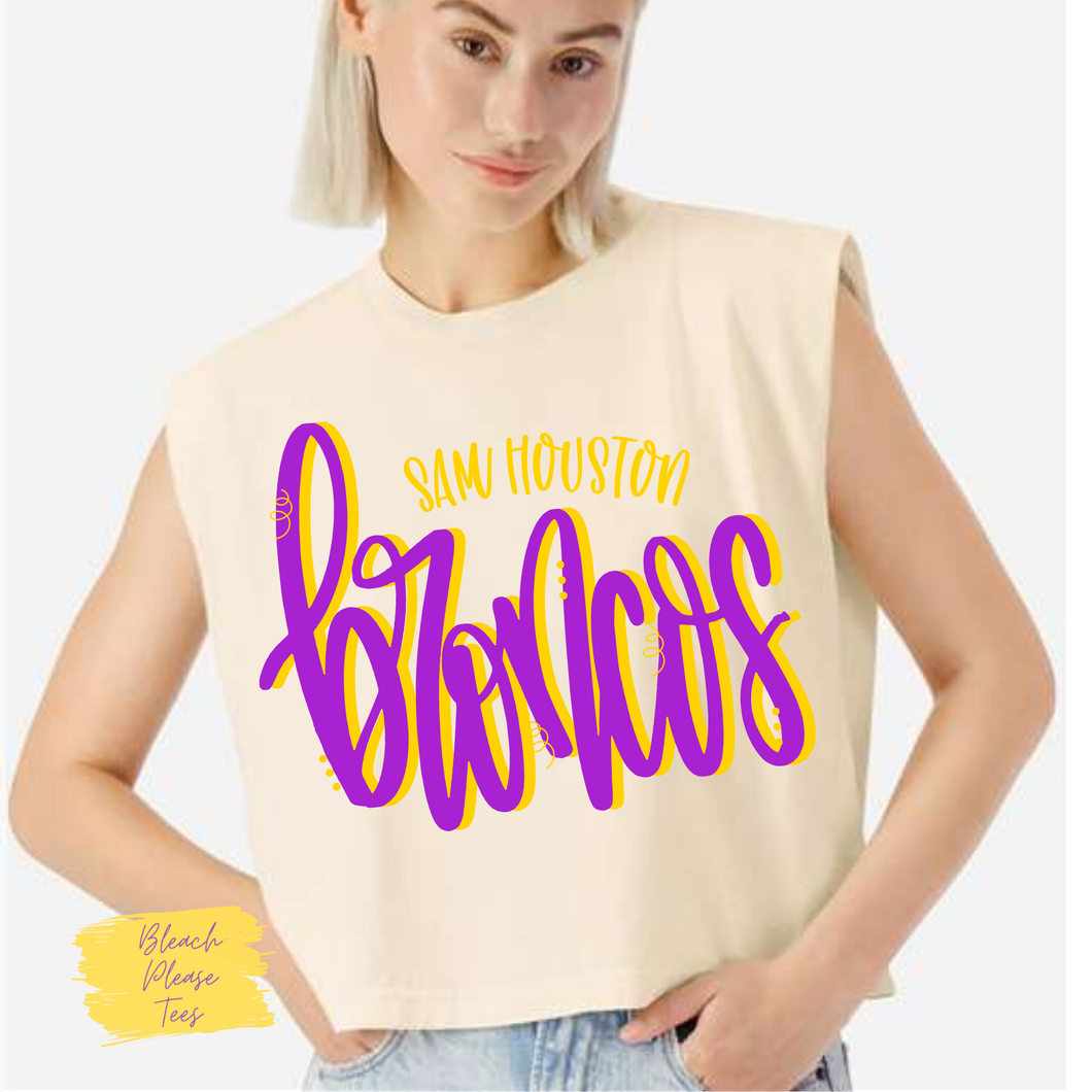 Sam Houston Broncos Cursive Tee Cream